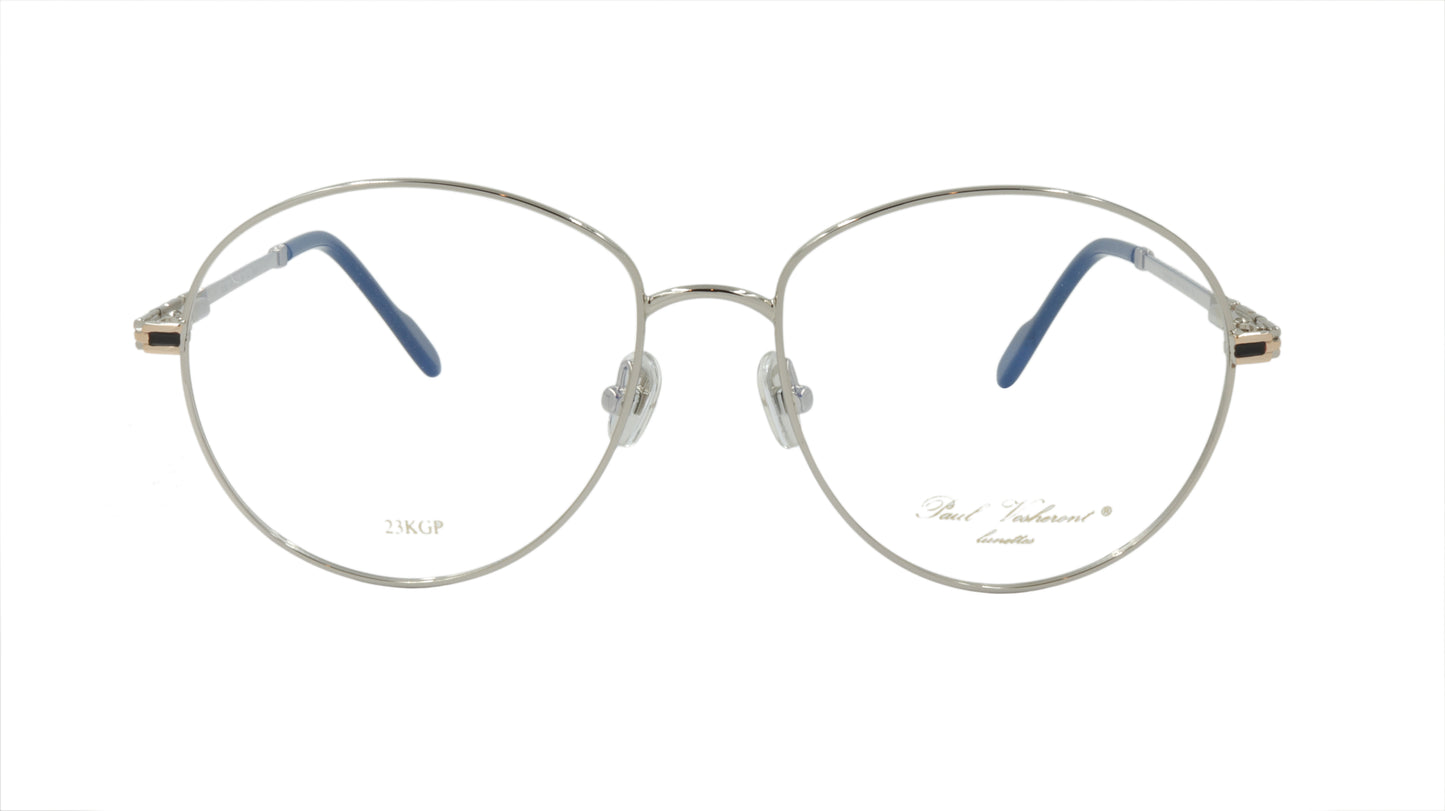 Paul Vosheront Rounded Silver Acetate Optical Frame PV383 C2
