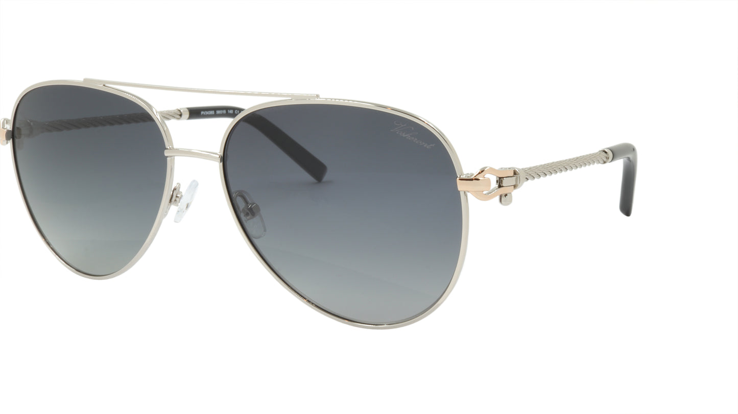 Paul Vosheront Sunglasses Gold Plated Metal Acetate Polarized Italy PV3438S C1