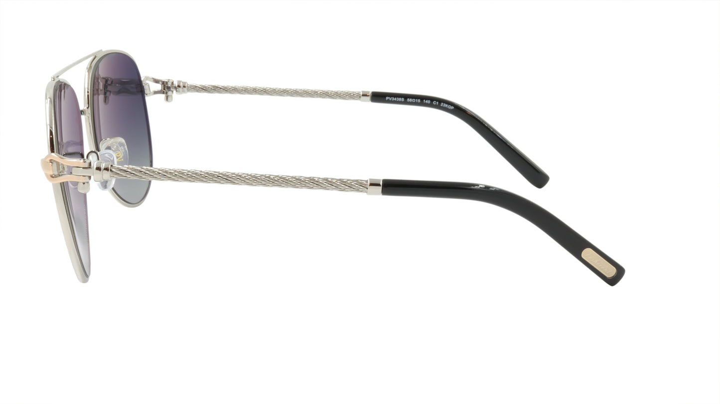 Paul Vosheront Sunglasses Gold Plated Metal Acetate Polarized Italy PV3438S C1