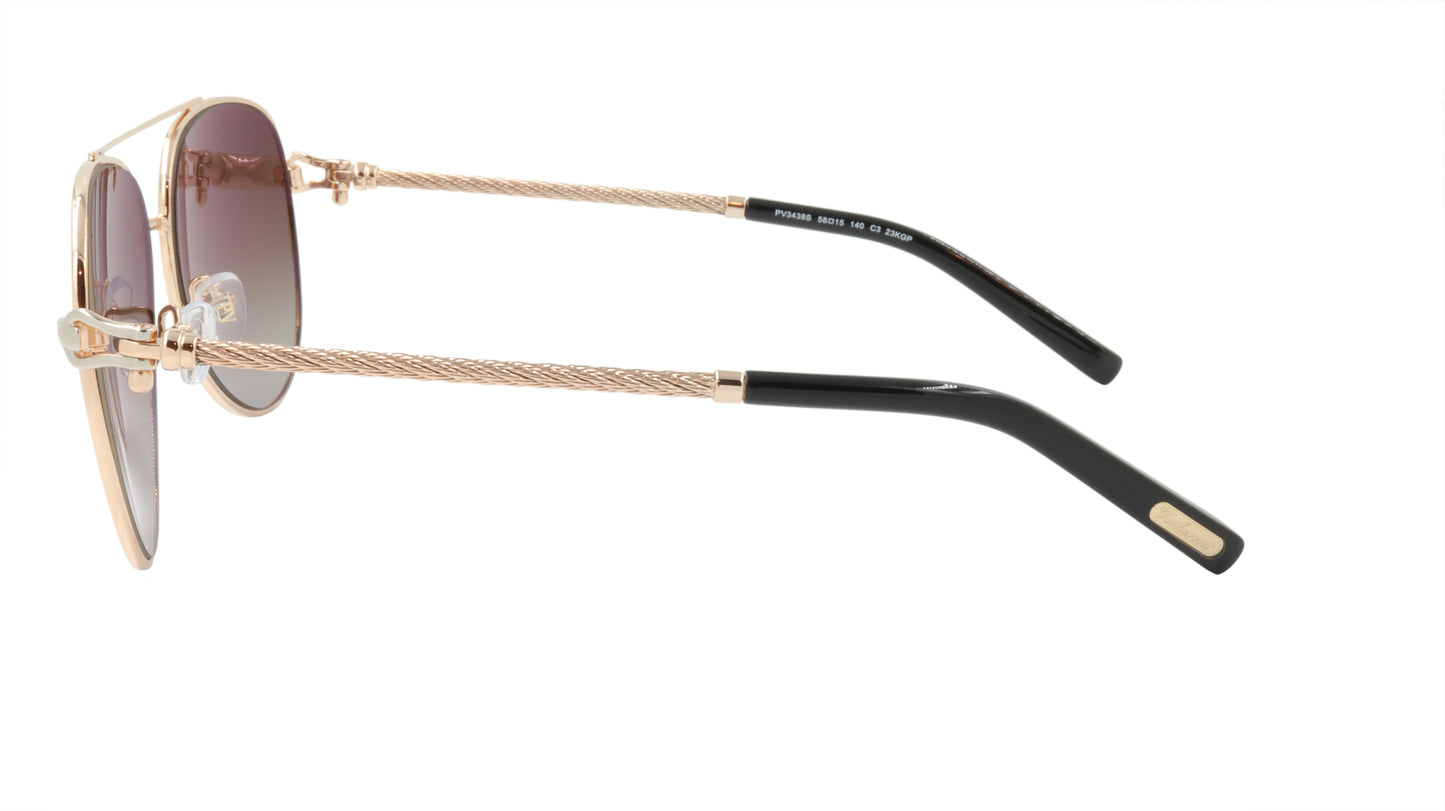 Paul Vosheront Sunglasses Gold Plated Metal Acetate Polarized Italy PV3438S C3