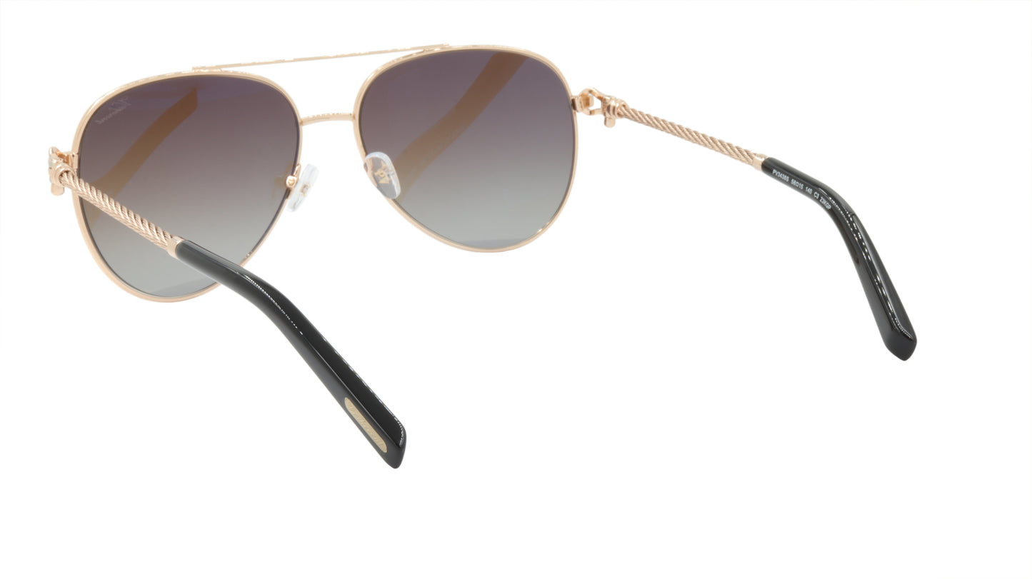 Paul Vosheront Sunglasses Gold Plated Metal Acetate Polarized Italy PV3438S C3