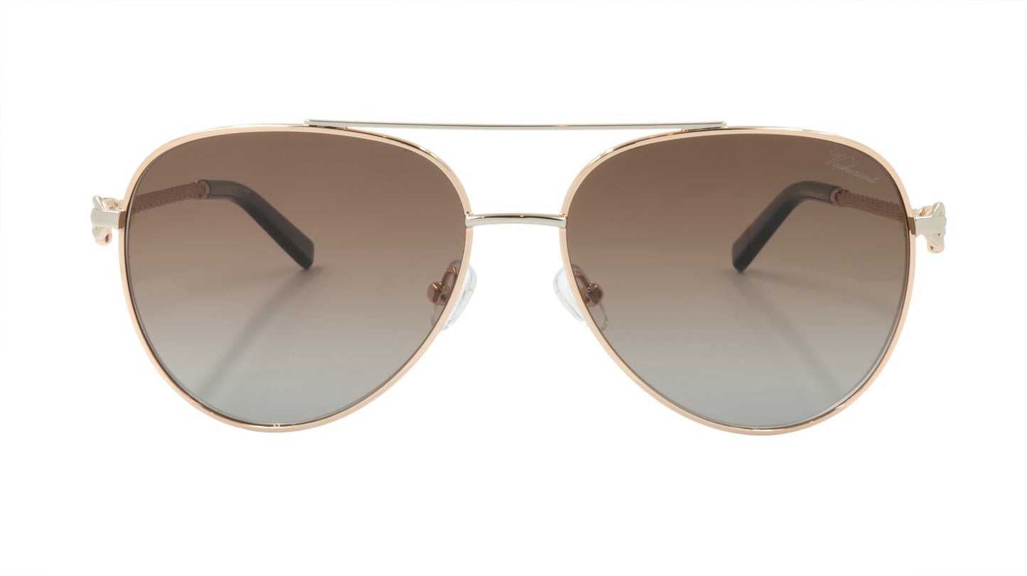 Paul Vosheront Sunglasses Gold Plated Metal Acetate Polarized Italy PV3438S C3
