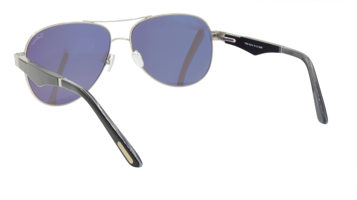 Paul Vosheront Sunglasses Gold Plated Metal Wood Acetate UVA UVB Italy PV380 C2