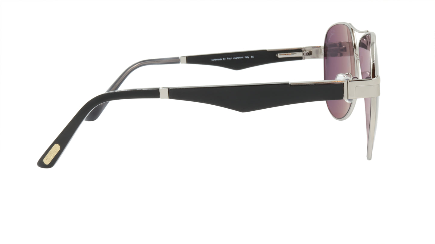 Paul Vosheront Sunglasses Gold Plated Metal Wood Acetate UVA UVB Italy PV380 C2