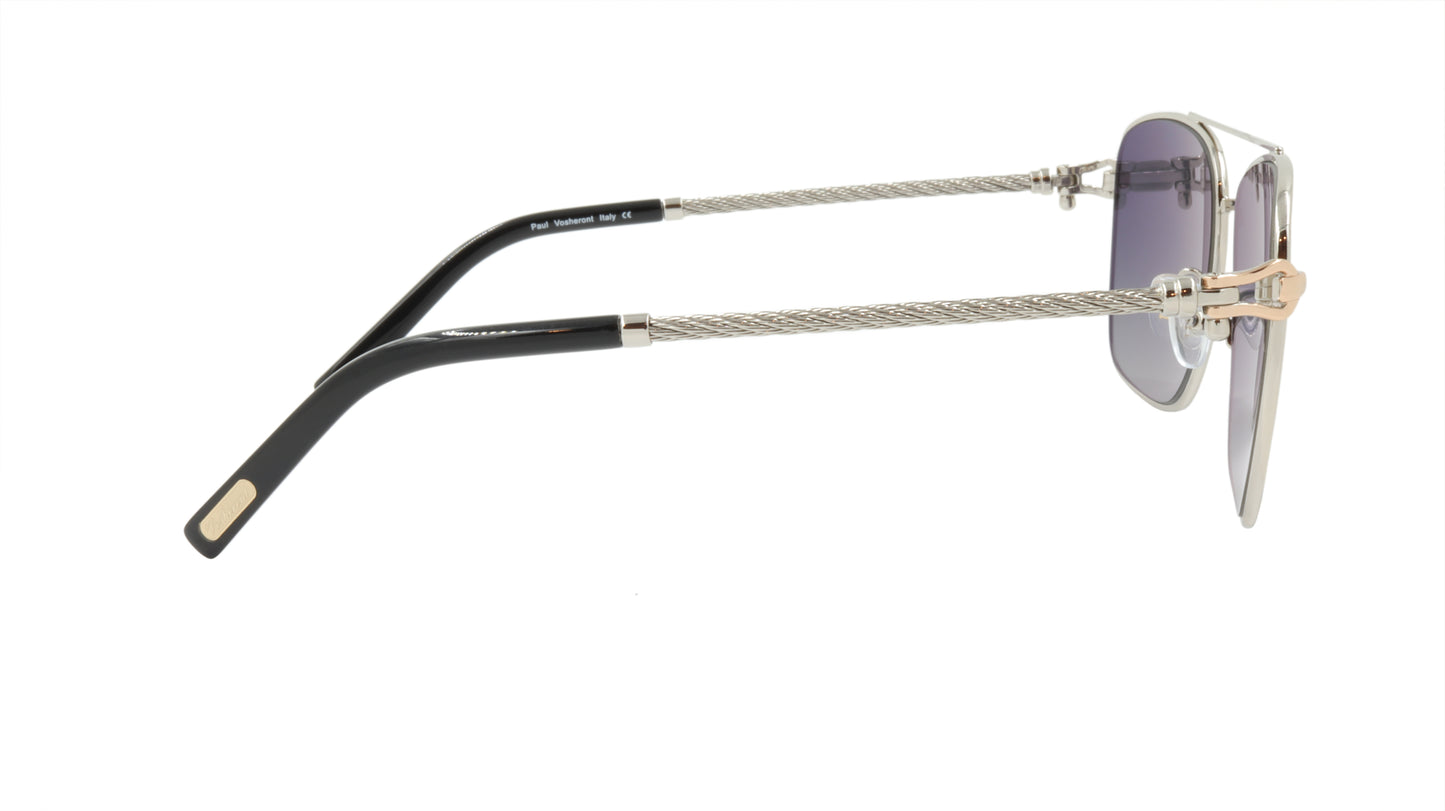 Paul Vosheront Sunglasses Gold Plated Metal Acetate Polarized Italy PV3439S C1