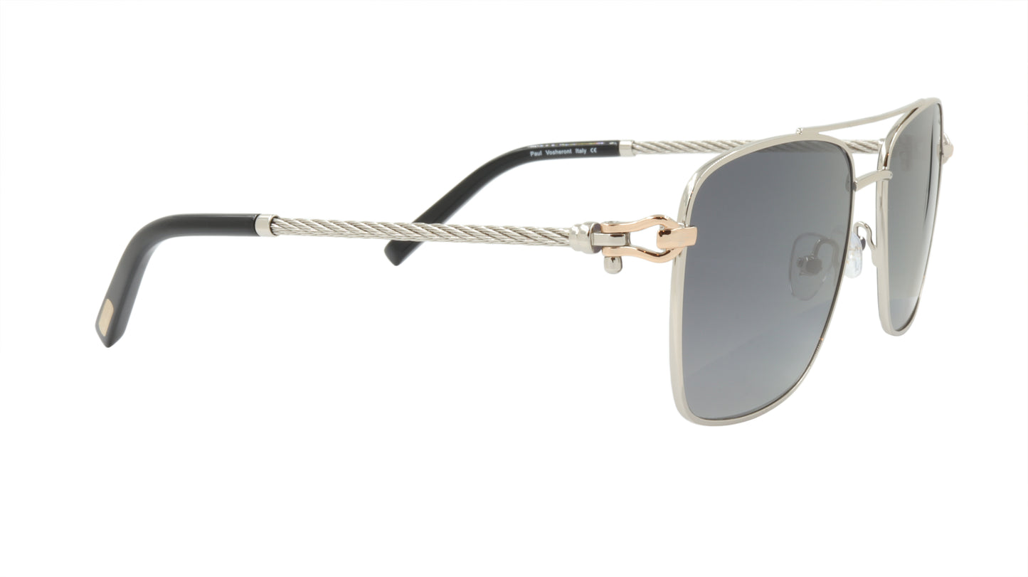 Paul Vosheront Sunglasses Gold Plated Metal Acetate Polarized Italy PV3439S C1