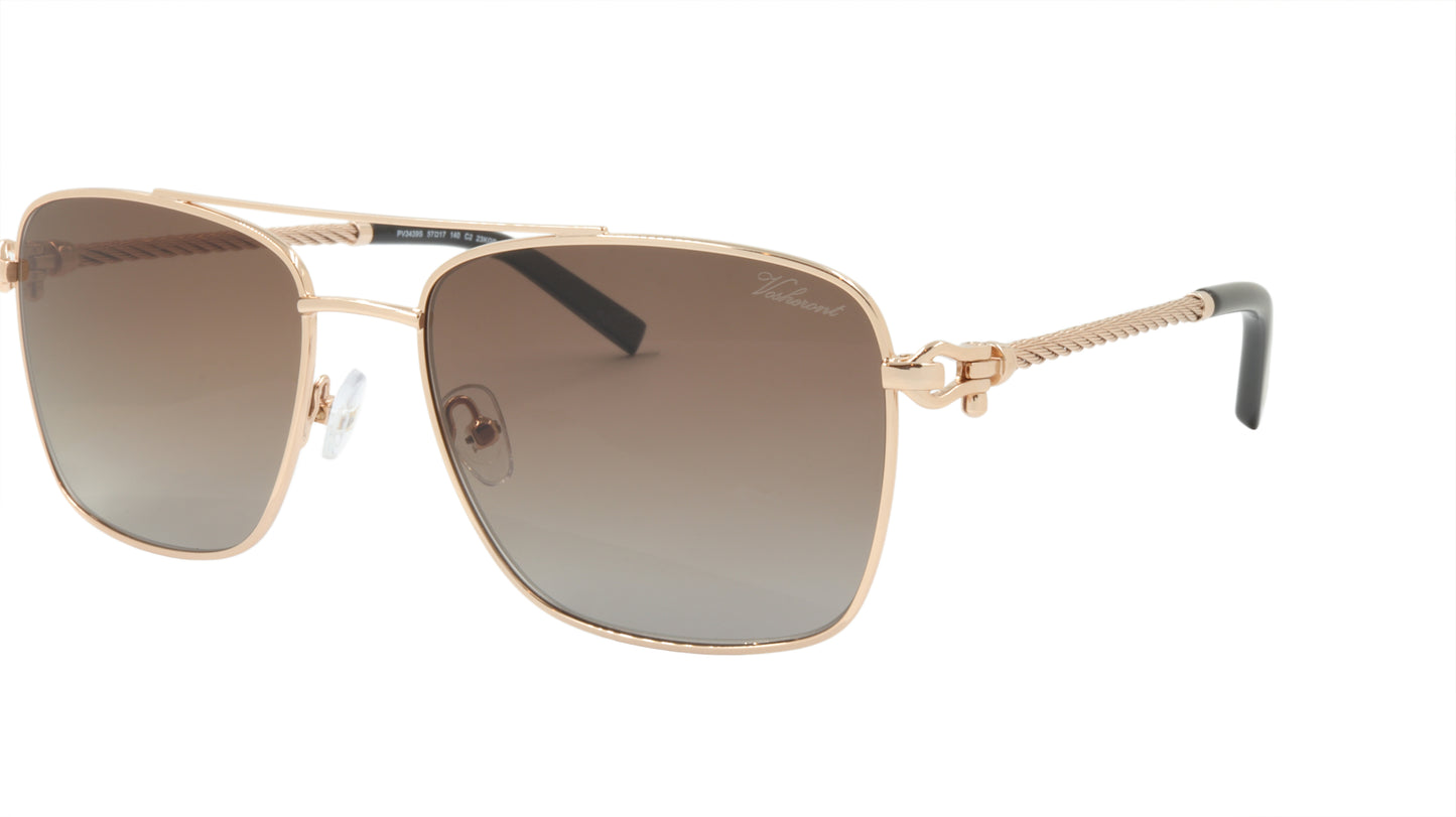 Paul Vosheront Sunglasses Gold Plated Metal Acetate Polarized Italy PV3439S C2