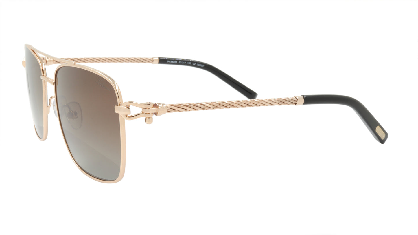 Paul Vosheront Sunglasses Gold Plated Metal Acetate Polarized Italy PV3439S C2
