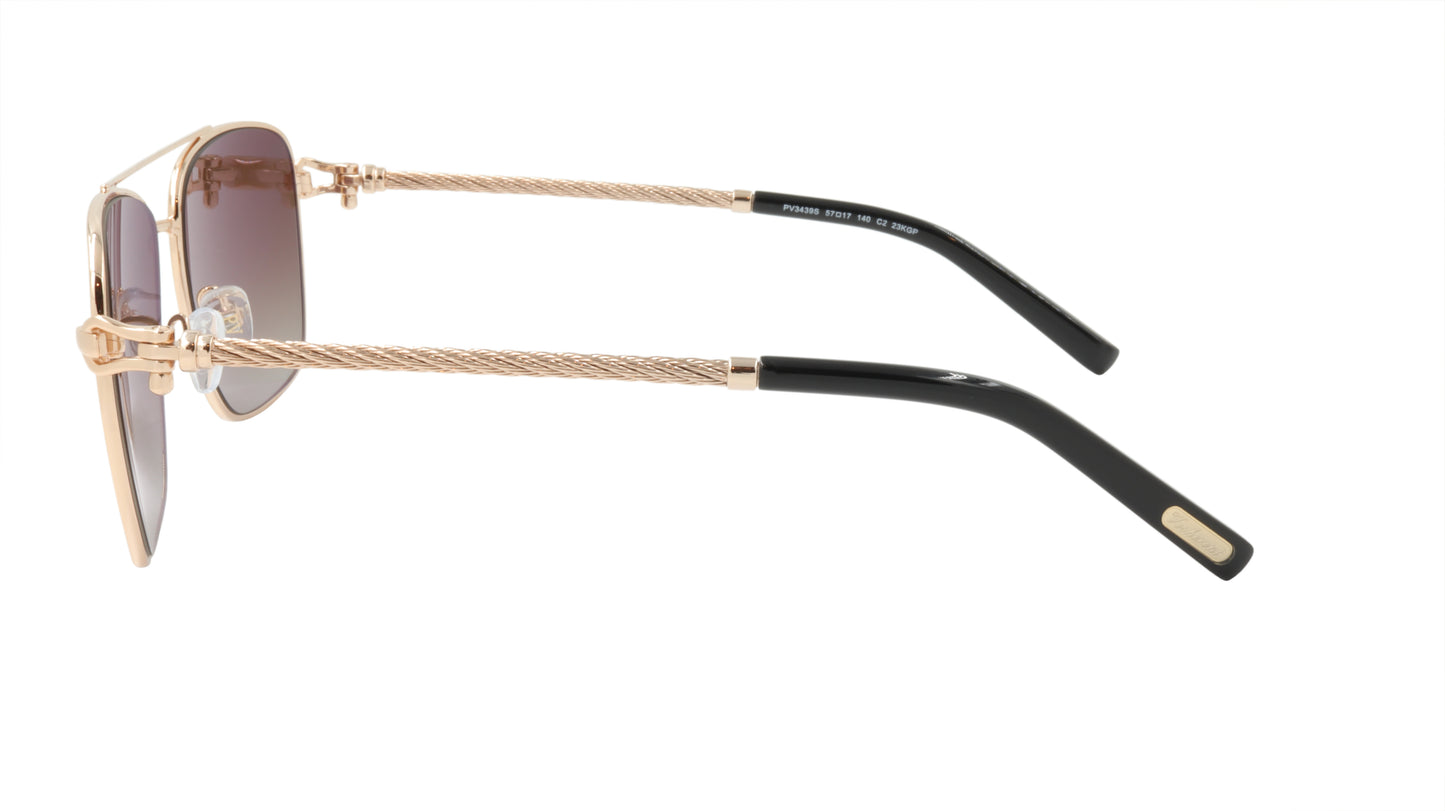 Paul Vosheront Sunglasses Gold Plated Metal Acetate Polarized Italy PV3439S C2
