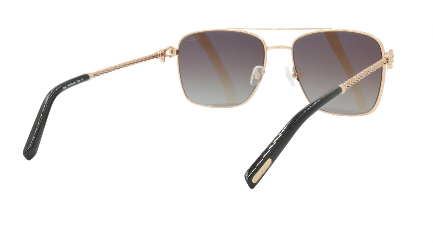 Paul Vosheront Sunglasses Gold Plated Metal Acetate Polarized Italy PV3439S C2
