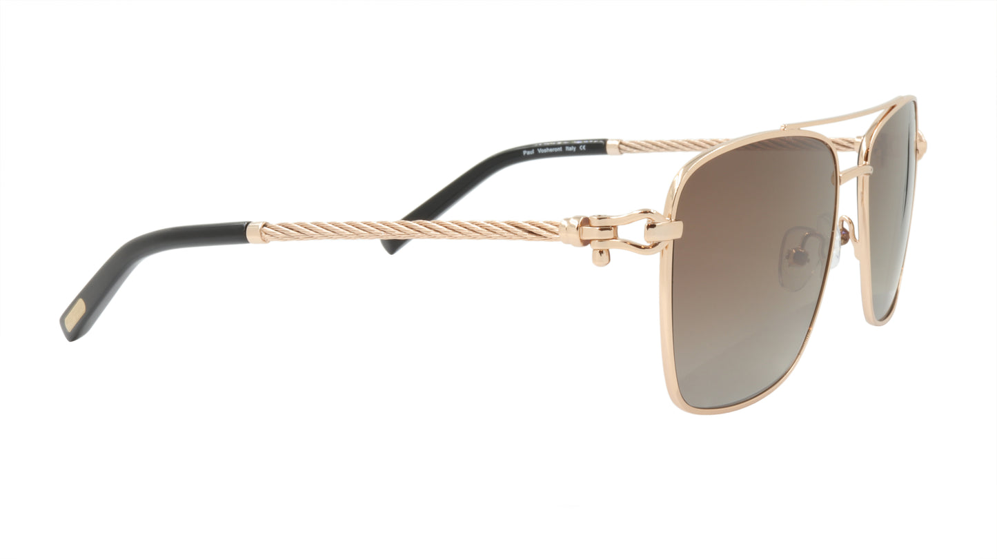 Paul Vosheront Sunglasses Gold Plated Metal Acetate Polarized Italy PV3439S C2
