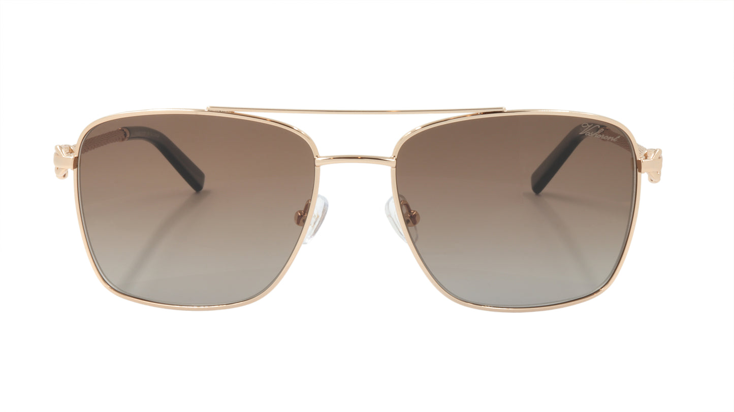 Paul Vosheront Sunglasses Gold Plated Metal Acetate Polarized Italy PV3439S C2