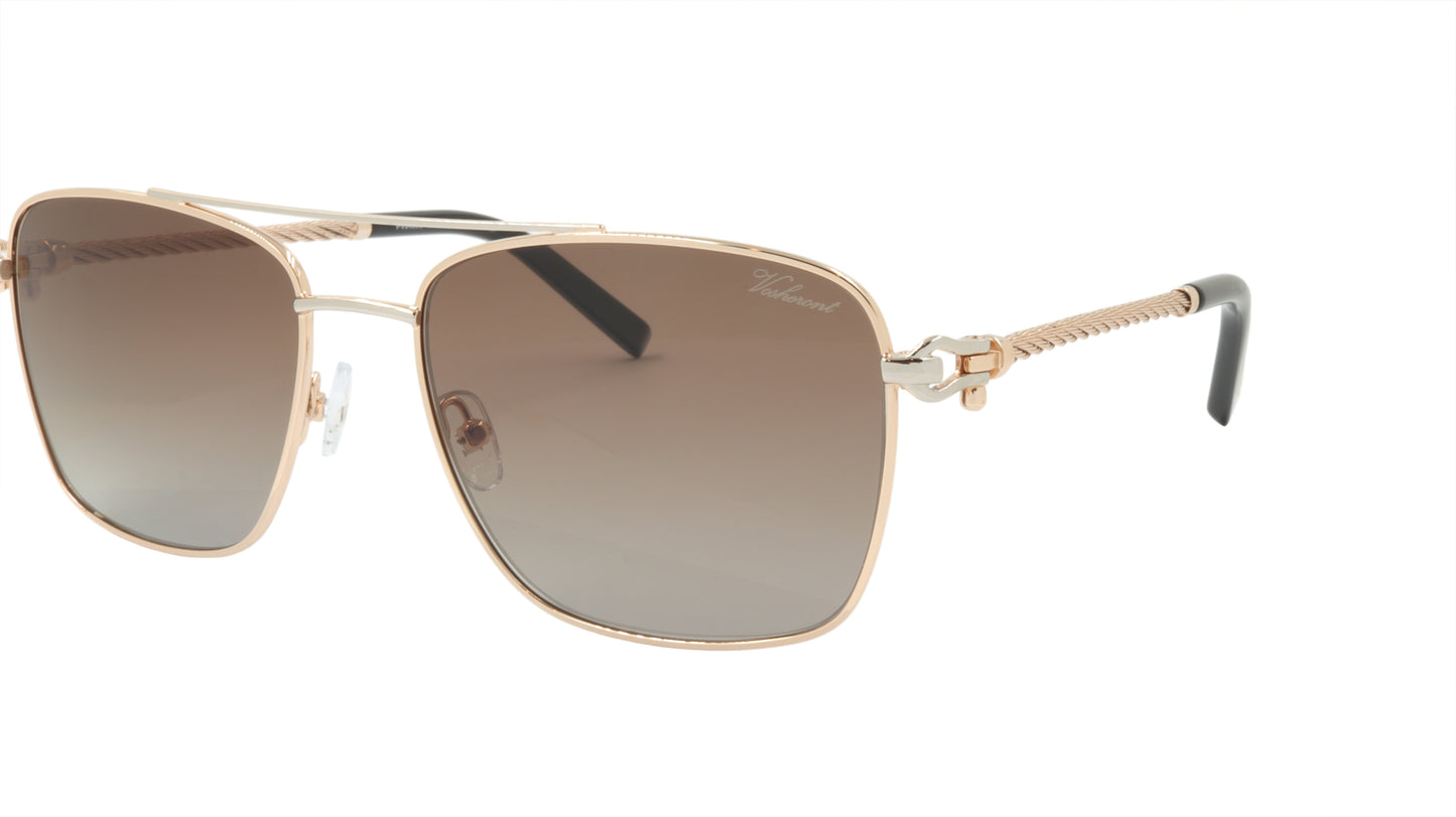 Paul Vosheront Sunglasses Gold Plated Metal Acetate Polarized Italy PV3439S C3