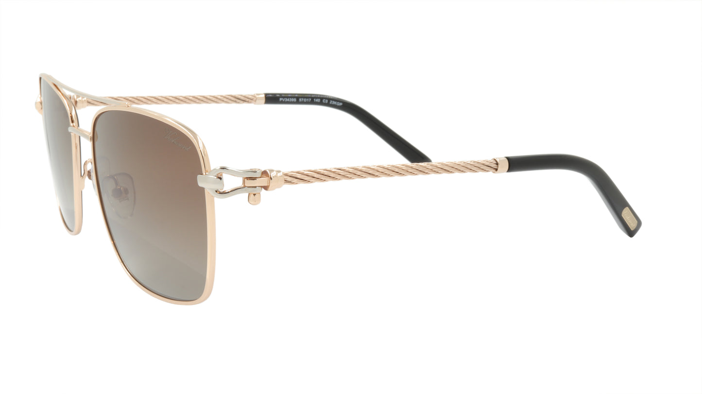 Paul Vosheront Sunglasses Gold Plated Metal Acetate Polarized Italy PV3439S C3