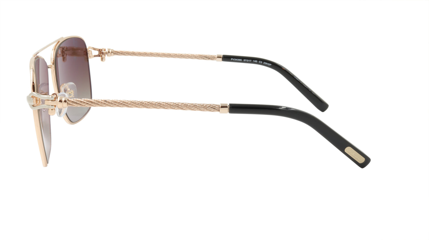 Paul Vosheront Sunglasses Gold Plated Metal Acetate Polarized Italy PV3439S C3