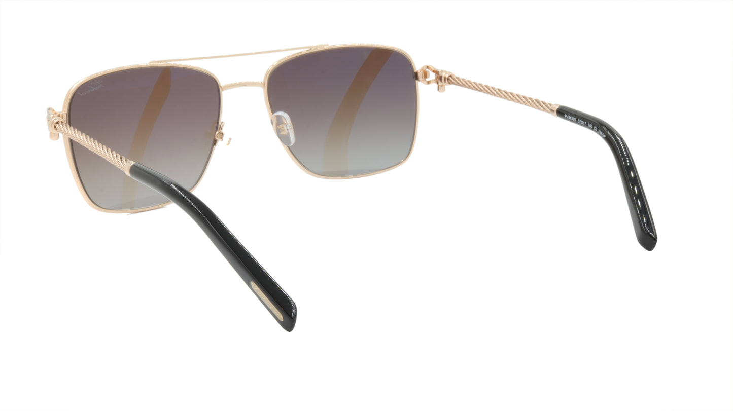 Paul Vosheront Sunglasses Gold Plated Metal Acetate Polarized Italy PV3439S C3