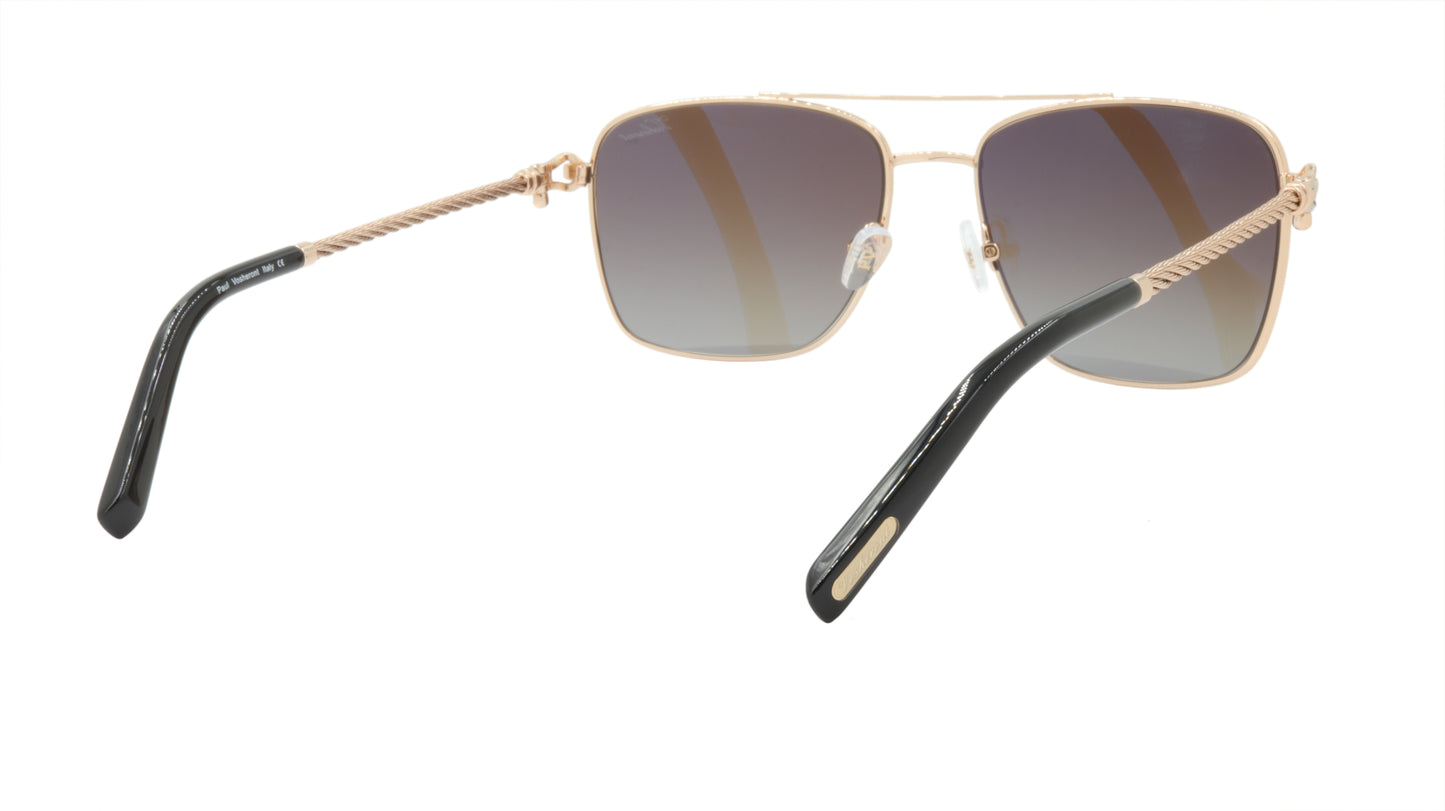 Paul Vosheront Sunglasses Gold Plated Metal Acetate Polarized Italy PV3439S C3