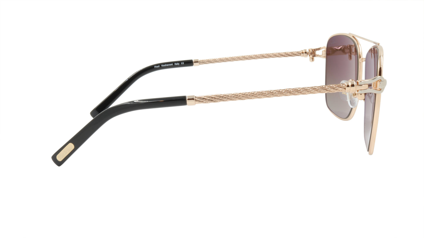 Paul Vosheront Sunglasses Gold Plated Metal Acetate Polarized Italy PV3439S C3