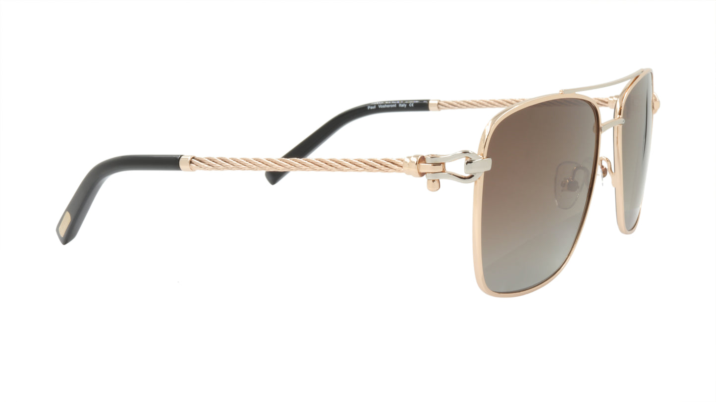 Paul Vosheront Sunglasses Gold Plated Metal Acetate Polarized Italy PV3439S C3