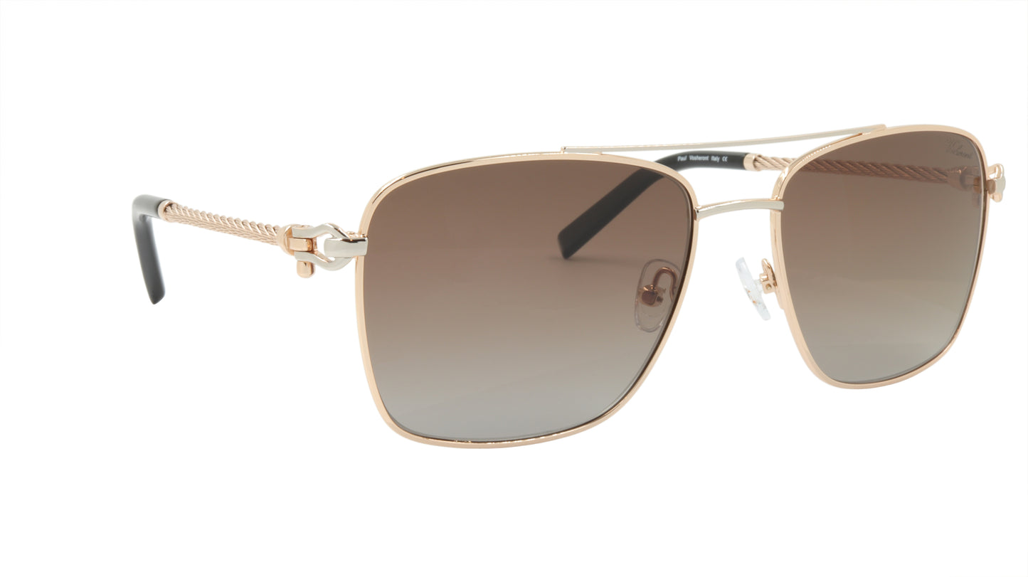 Paul Vosheront Sunglasses Gold Plated Metal Acetate Polarized Italy PV3439S C3