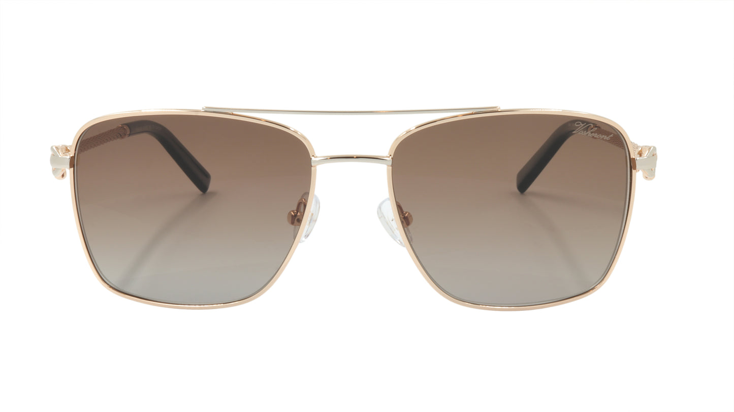 Paul Vosheront Sunglasses Gold Plated Metal Acetate Polarized Italy PV3439S C3