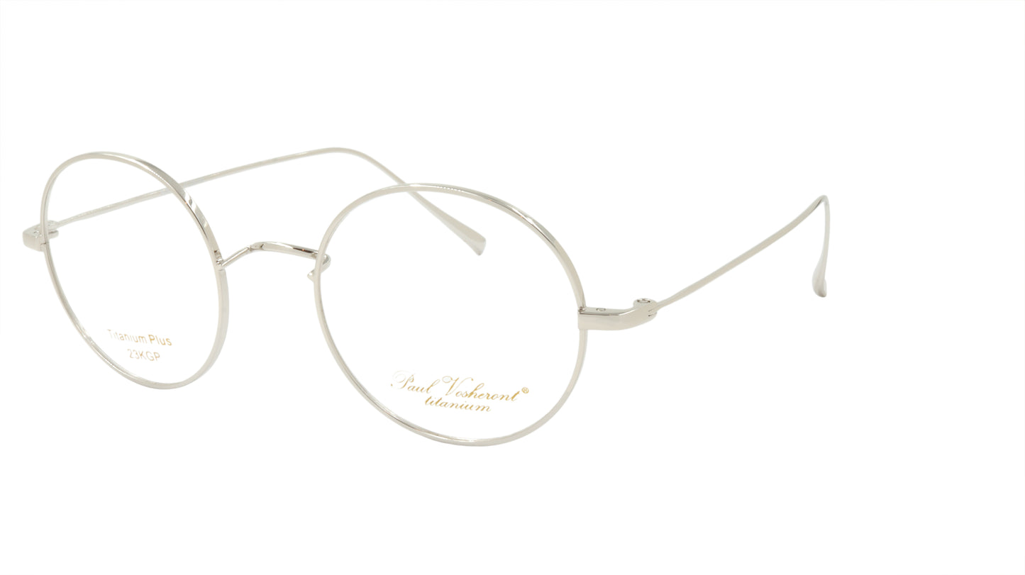 Paul Vosheront Round Silver Metal Optical Frame PV501 C2