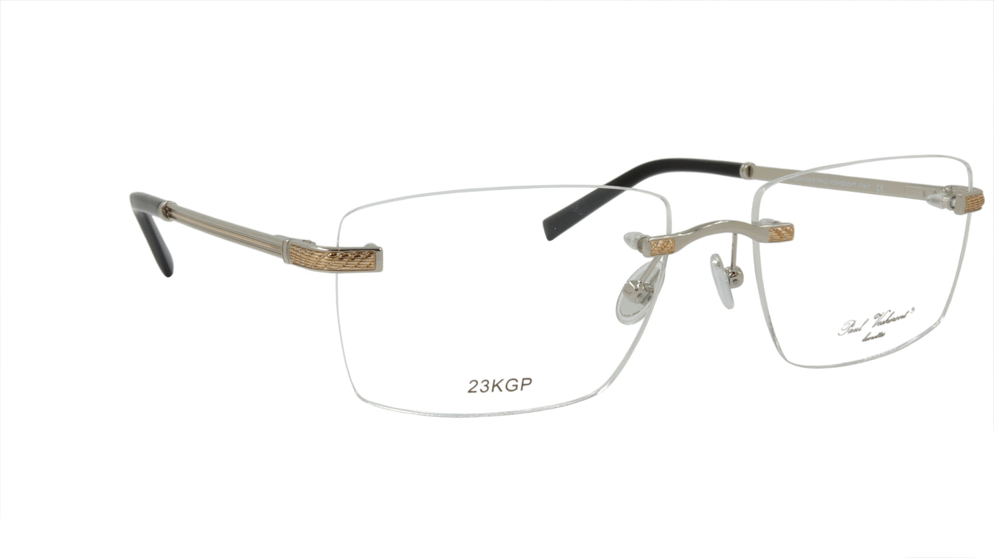 Paul Vosheront Rimless Silver & Gold Acetate Optical Frame PV604 C2
