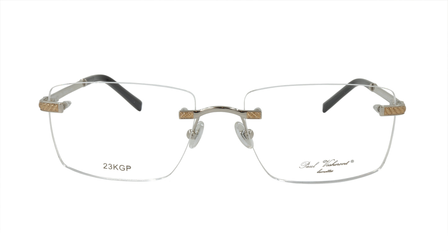 Paul Vosheront Rimless Silver & Gold Acetate Optical Frame PV604 C2