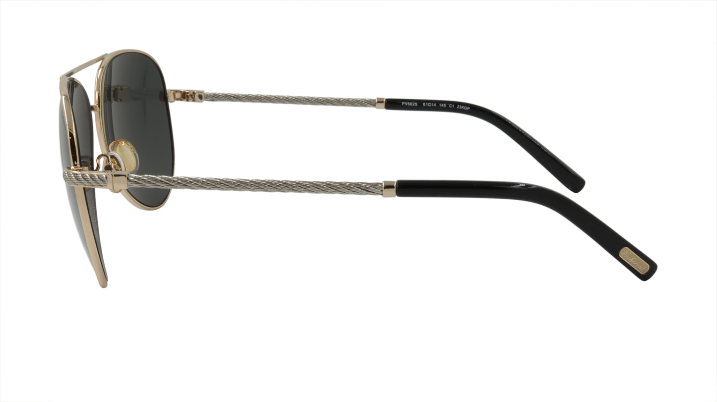 Paul Vosheront Sunglasses Gold Plated Metal Acetate Polarized Italy PV602S C1