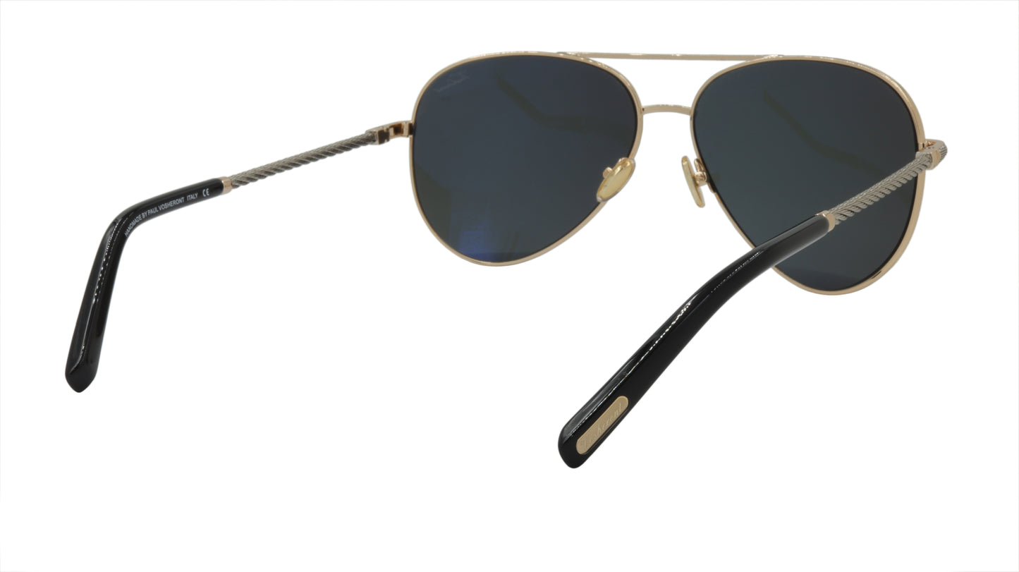 Paul Vosheront Sunglasses Gold Plated Metal Acetate Polarized Italy PV602S C1