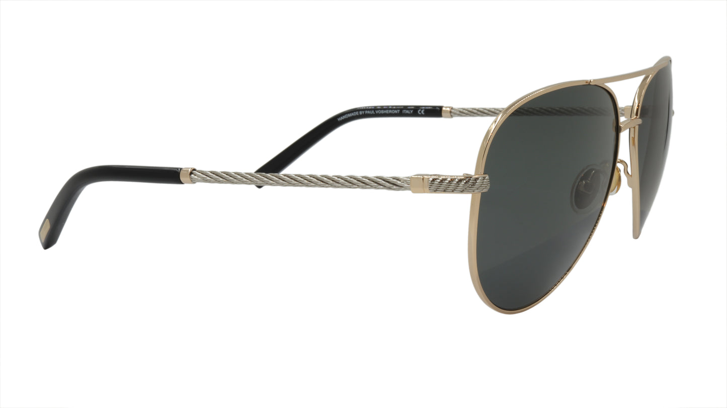 Paul Vosheront Sunglasses Gold Plated Metal Acetate Polarized Italy PV602S C1