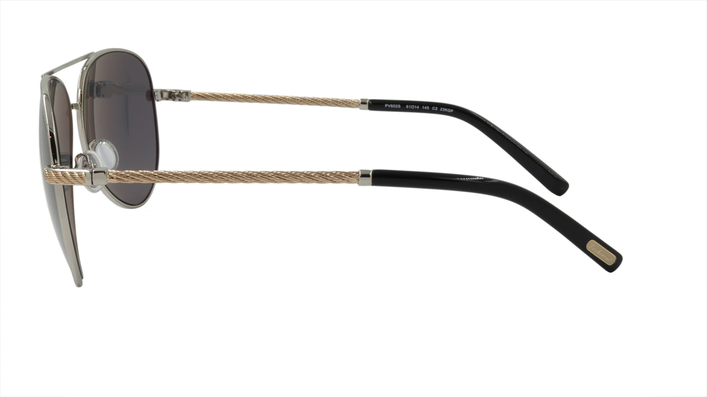 Paul Vosheront Sunglasses Gold Plated Metal Acetate Polarized Italy PV602S C2