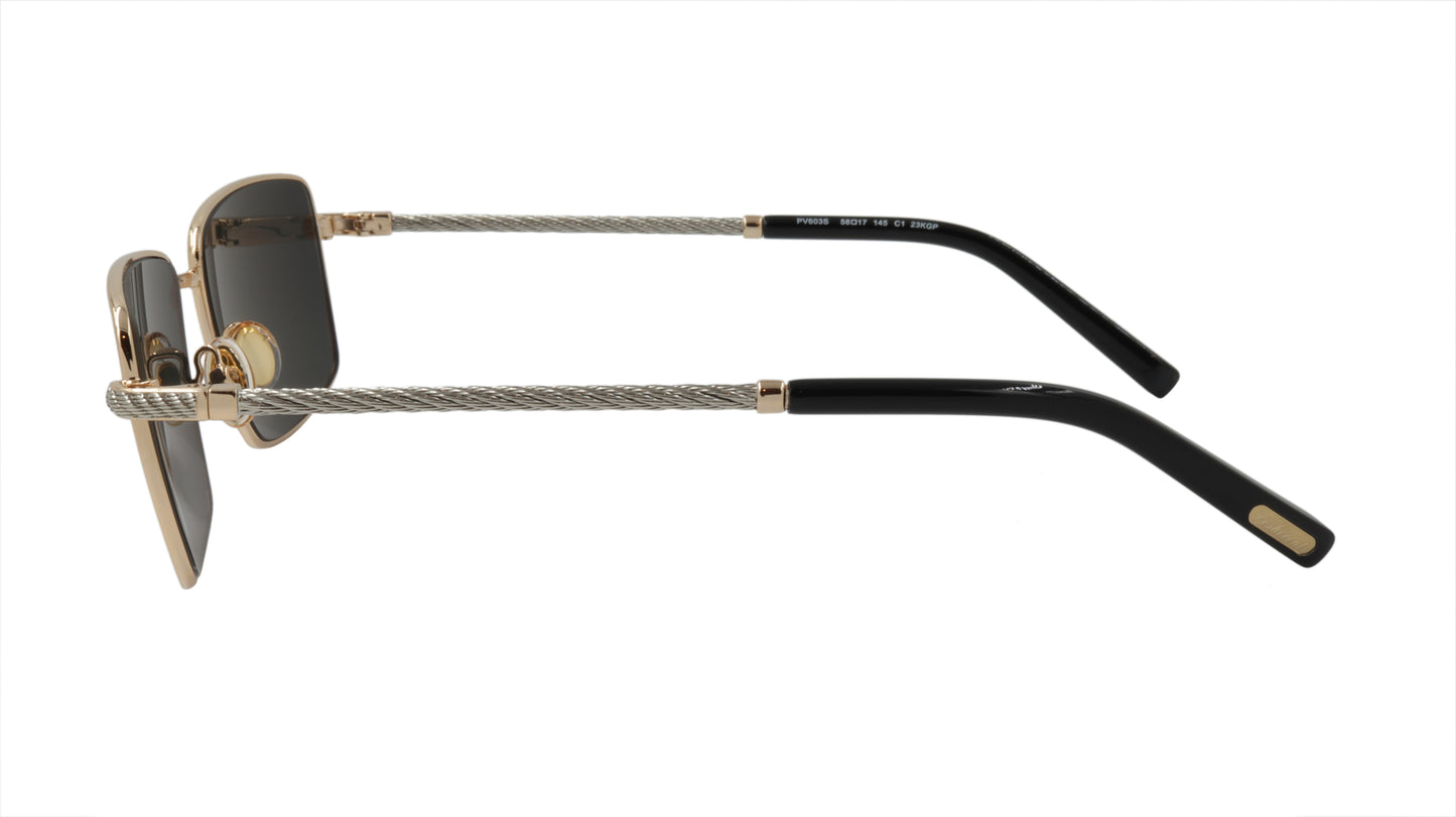 Paul Vosheront Sunglasses Gold Plated Metal Acetate Polarized Italy PV603S C1