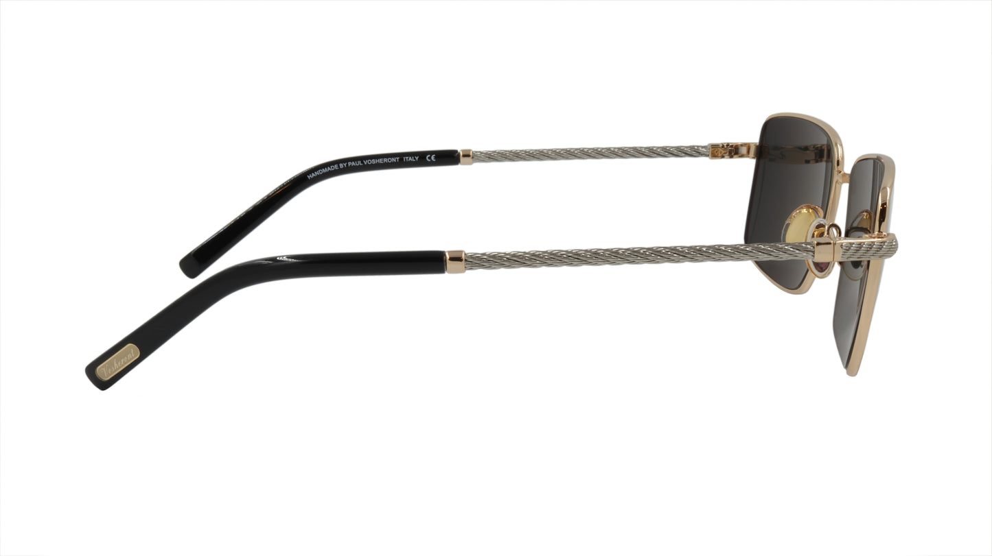 Paul Vosheront Sunglasses Gold Plated Metal Acetate Polarized Italy PV603S C1