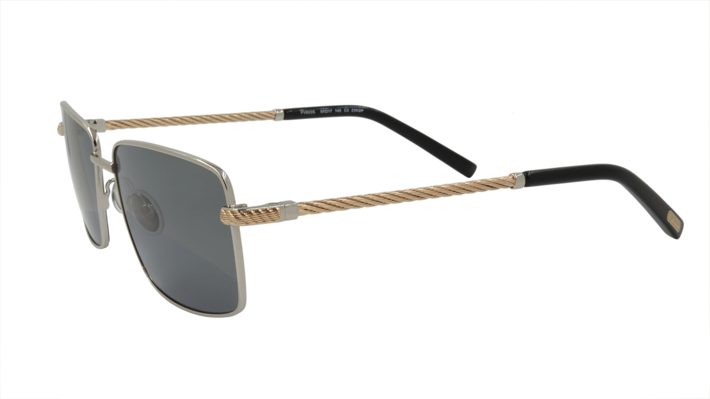 Paul Vosheront Sunglasses Gold Plated Metal Acetate Polarized Italy PV603S C2