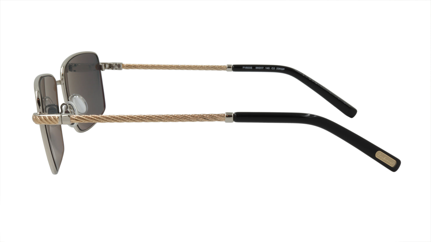 Paul Vosheront Sunglasses Gold Plated Metal Acetate Polarized Italy PV603S C2