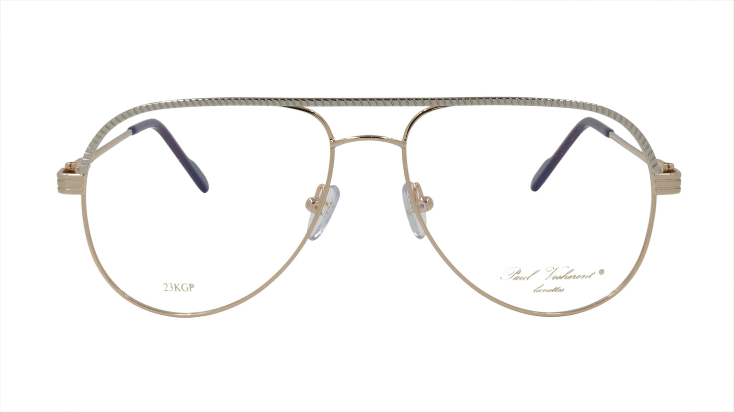 Paul Vosheront Aviator Silver & Gold Acetate Optical Frame PV395 C1