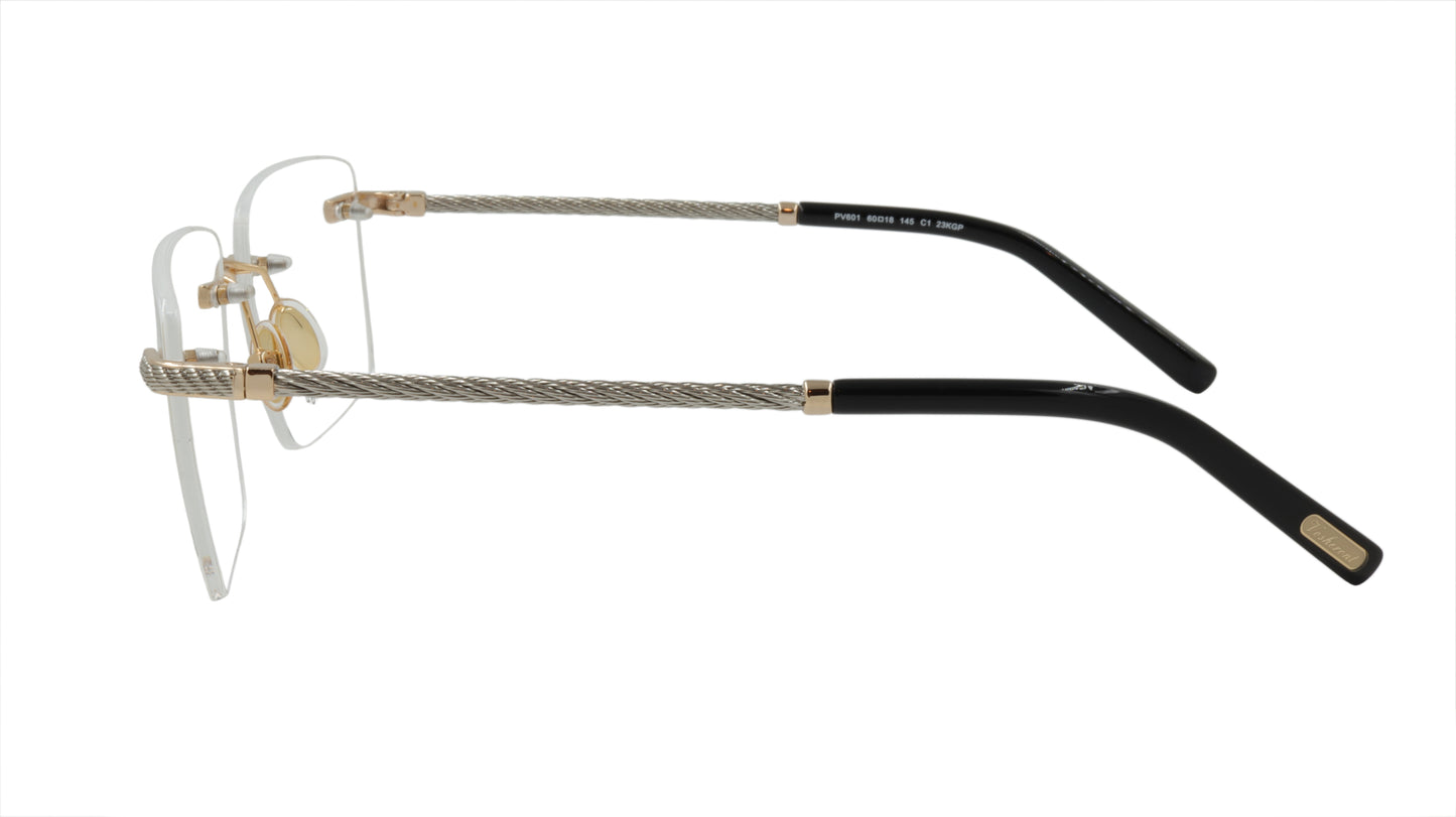 Paul Vosheront Rimless Rectangle Acetate Optical Frame PV601 C1