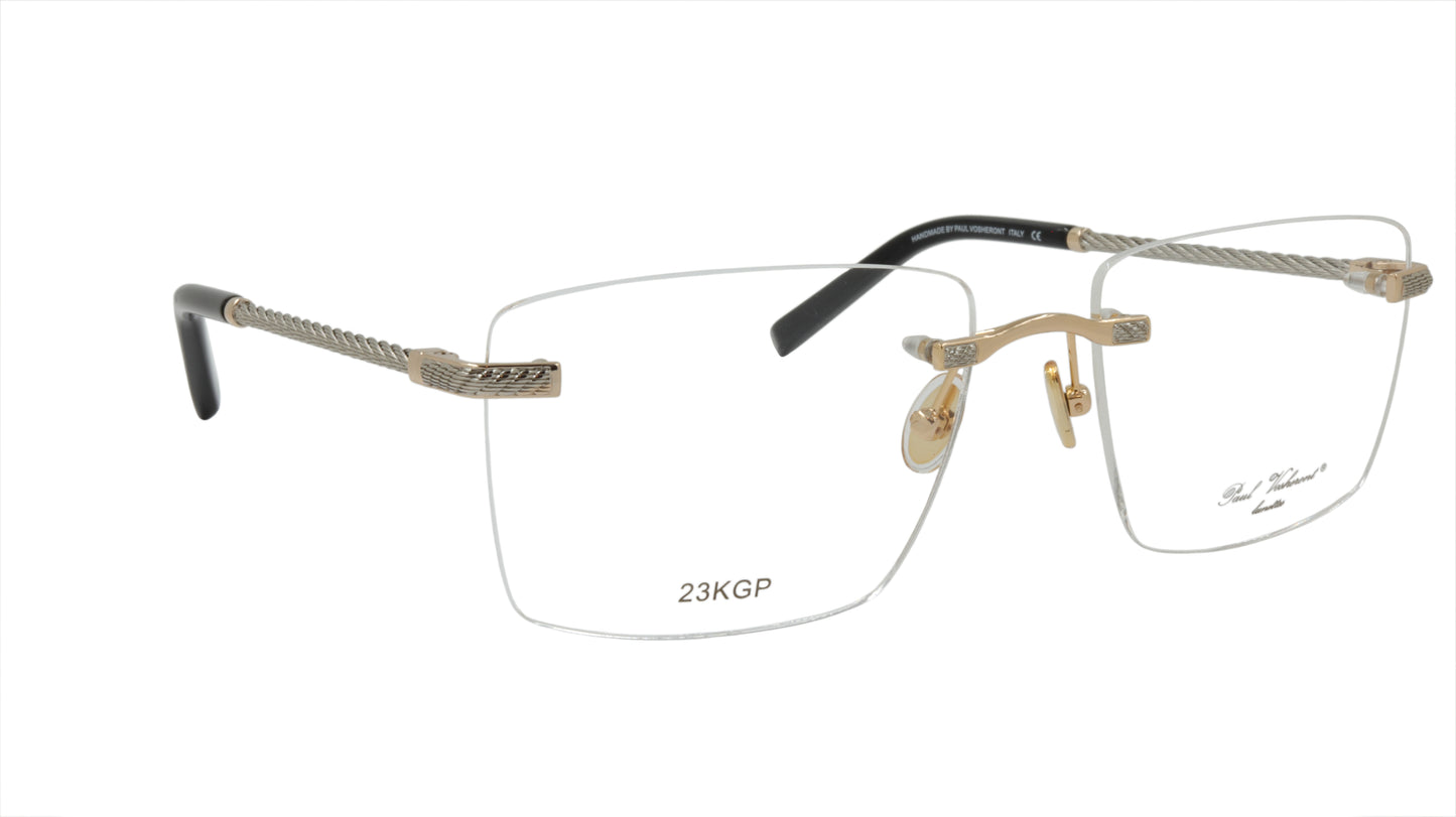 Paul Vosheront Rimless Rectangle Acetate Optical Frame PV601 C1