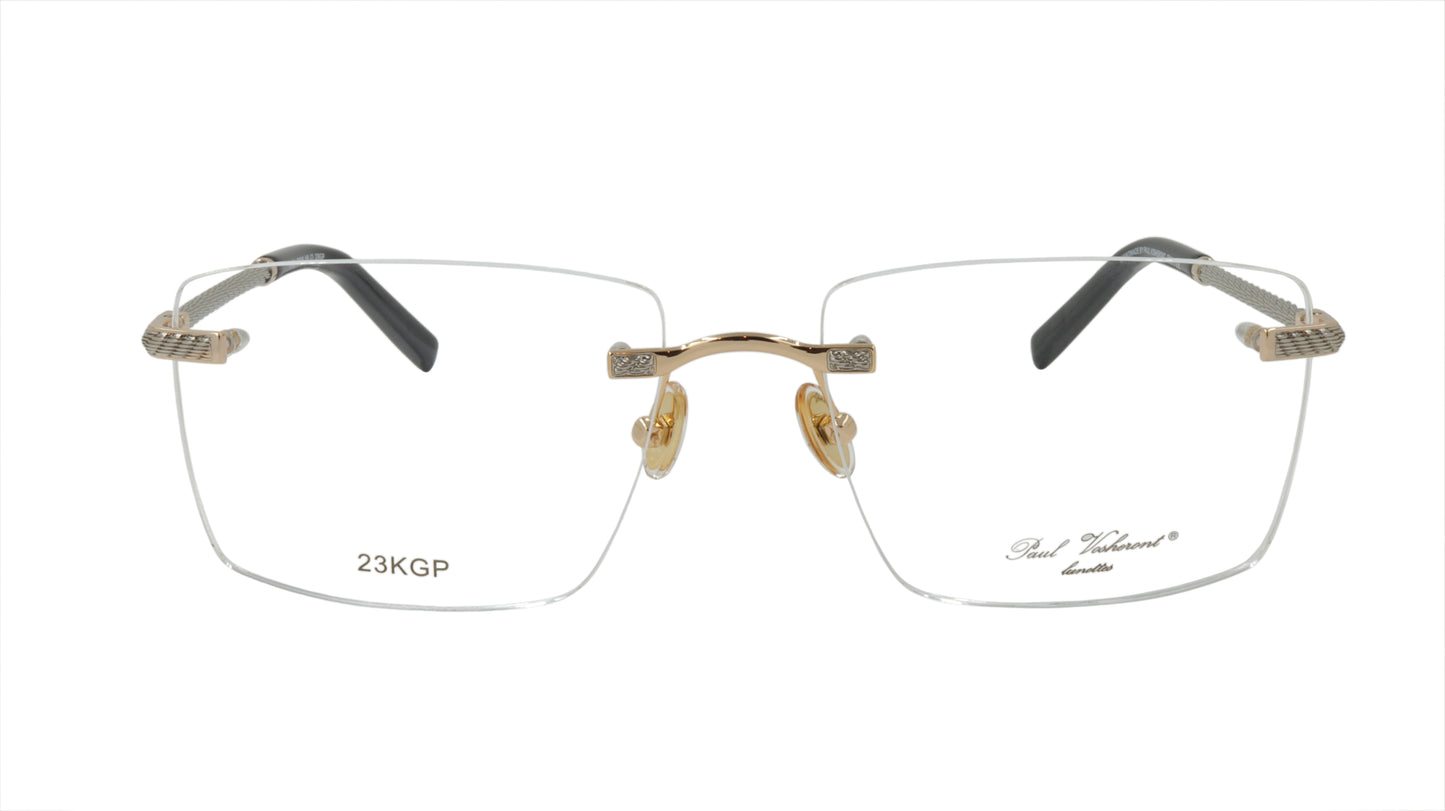 Paul Vosheront Rimless Rectangle Acetate Optical Frame PV601 C1