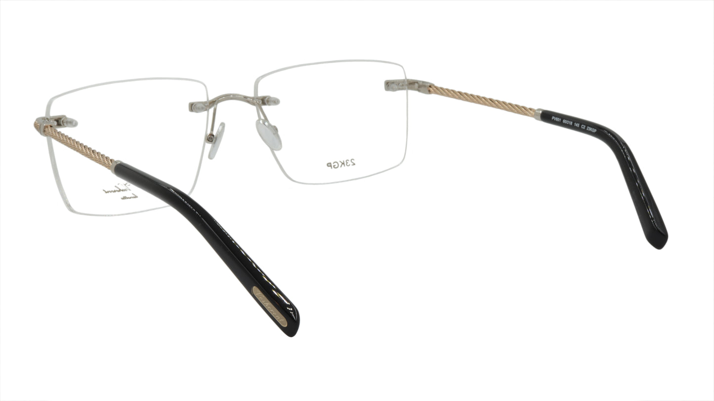 Paul Vosheront Rimless Rectangle Gold Acetate Optical Frame PV601 C2