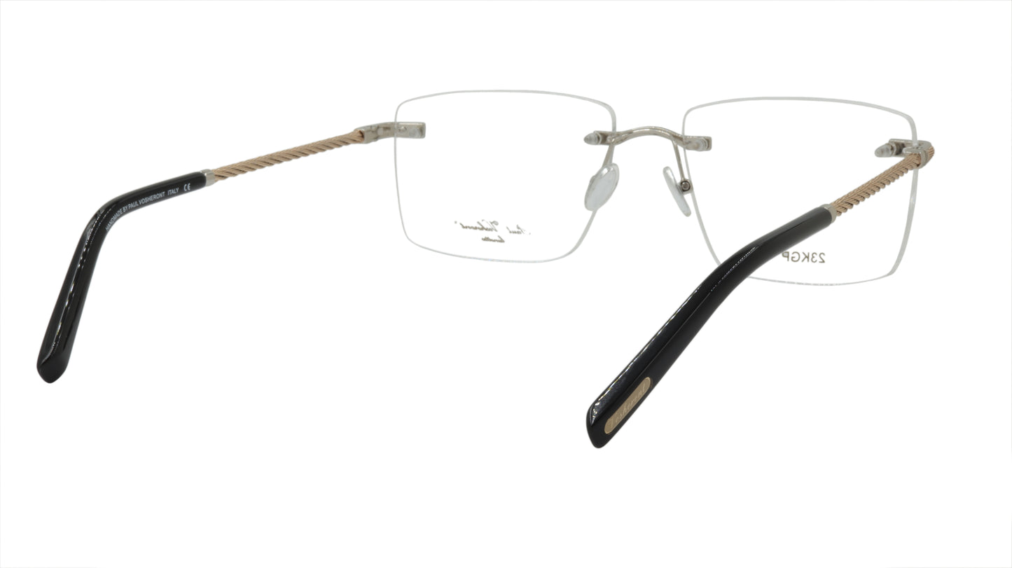 Paul Vosheront Rimless Rectangle Gold Acetate Optical Frame PV601 C2
