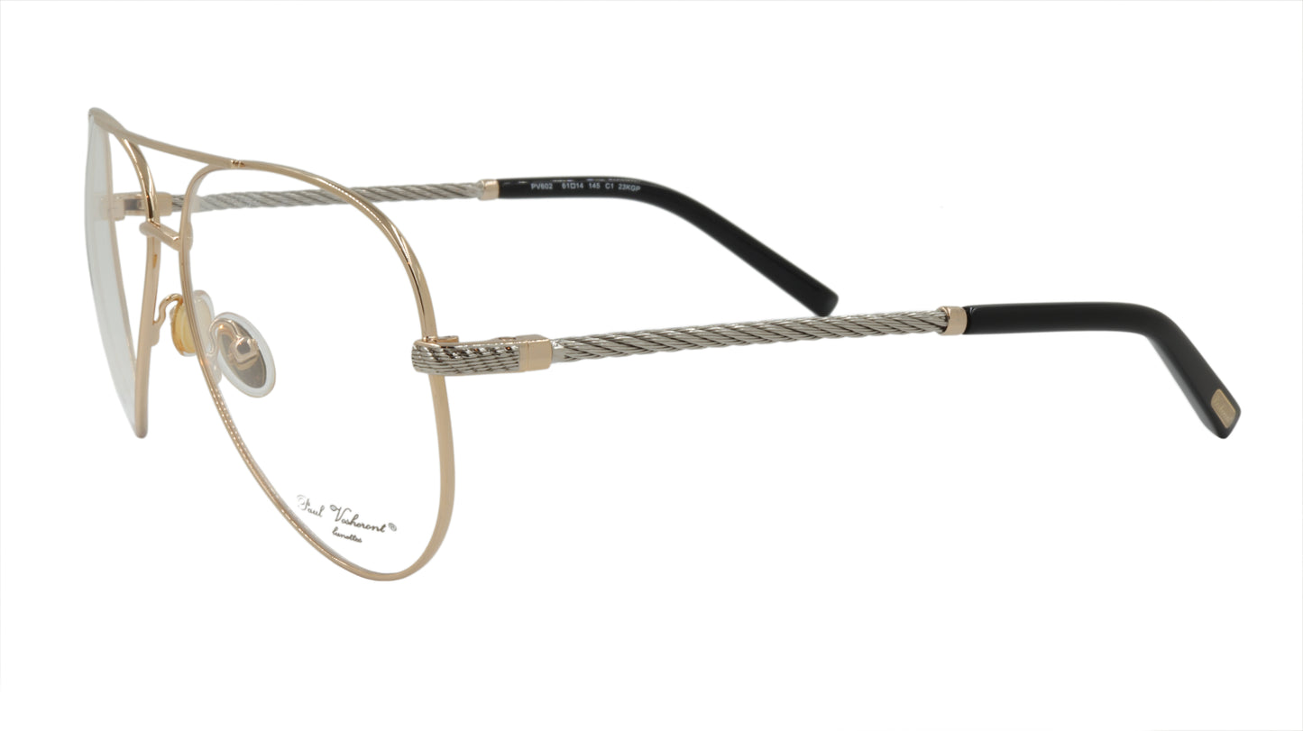 Paul Vosheront Aviator Teardrop Gold Acetate Optical Frame PV602 C1