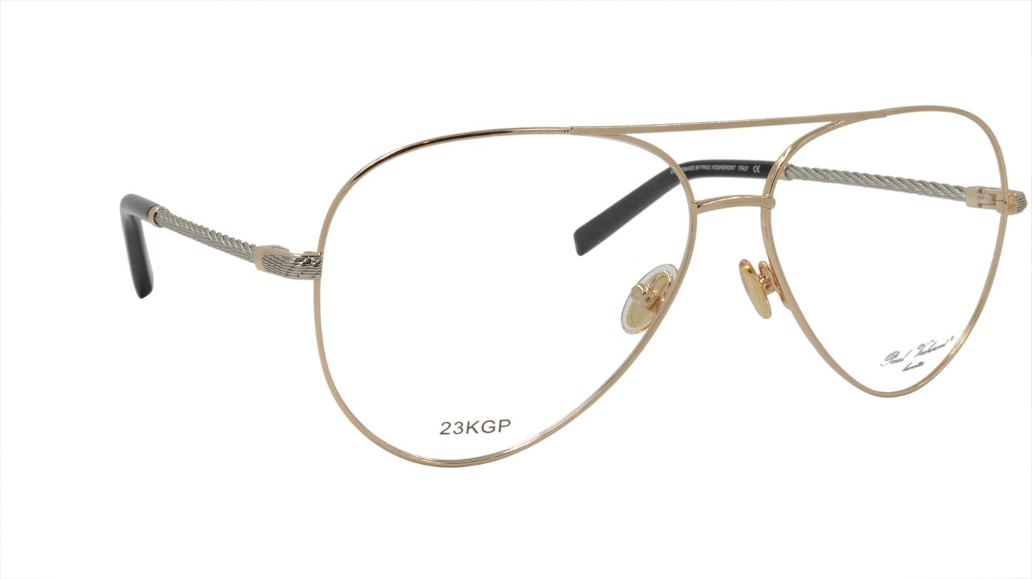 Paul Vosheront Aviator Teardrop Gold Acetate Optical Frame PV602 C1