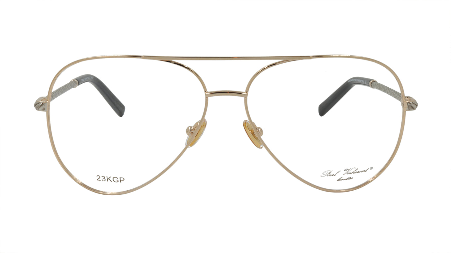 Paul Vosheront Aviator Teardrop Gold Acetate Optical Frame PV602 C1