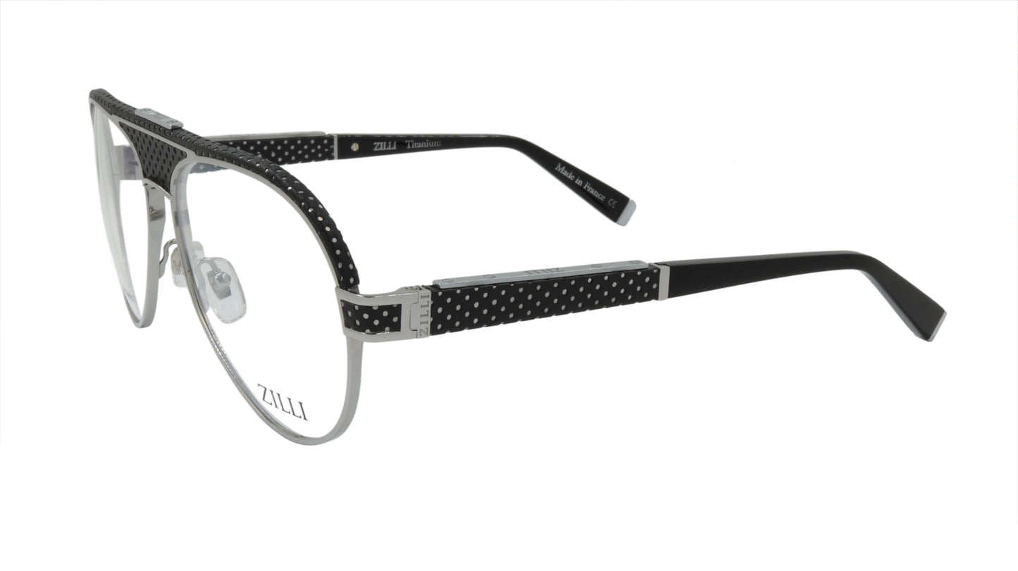 ZILLI Eyeglasses Frame Titanium Acetate Leather France Made ZI 60052 C02