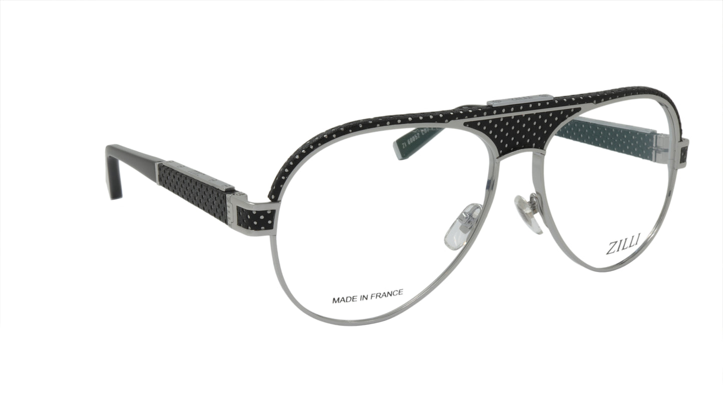 ZILLI Eyeglasses Frame Titanium Acetate Leather France Made ZI 60052 C02