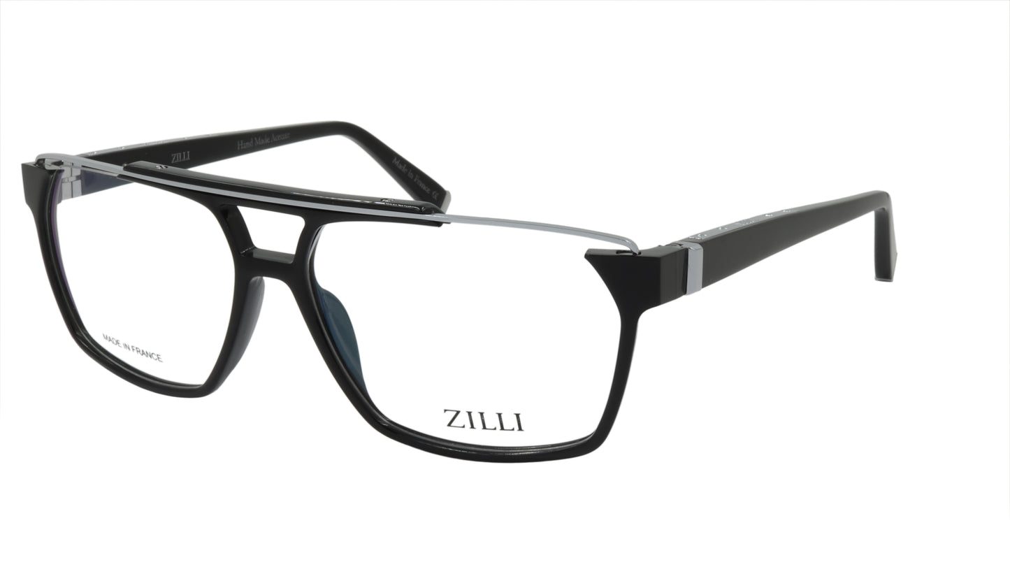 ZILLI Eyewear in Black and Silver Titanium and Acetate ZI 60053 C02