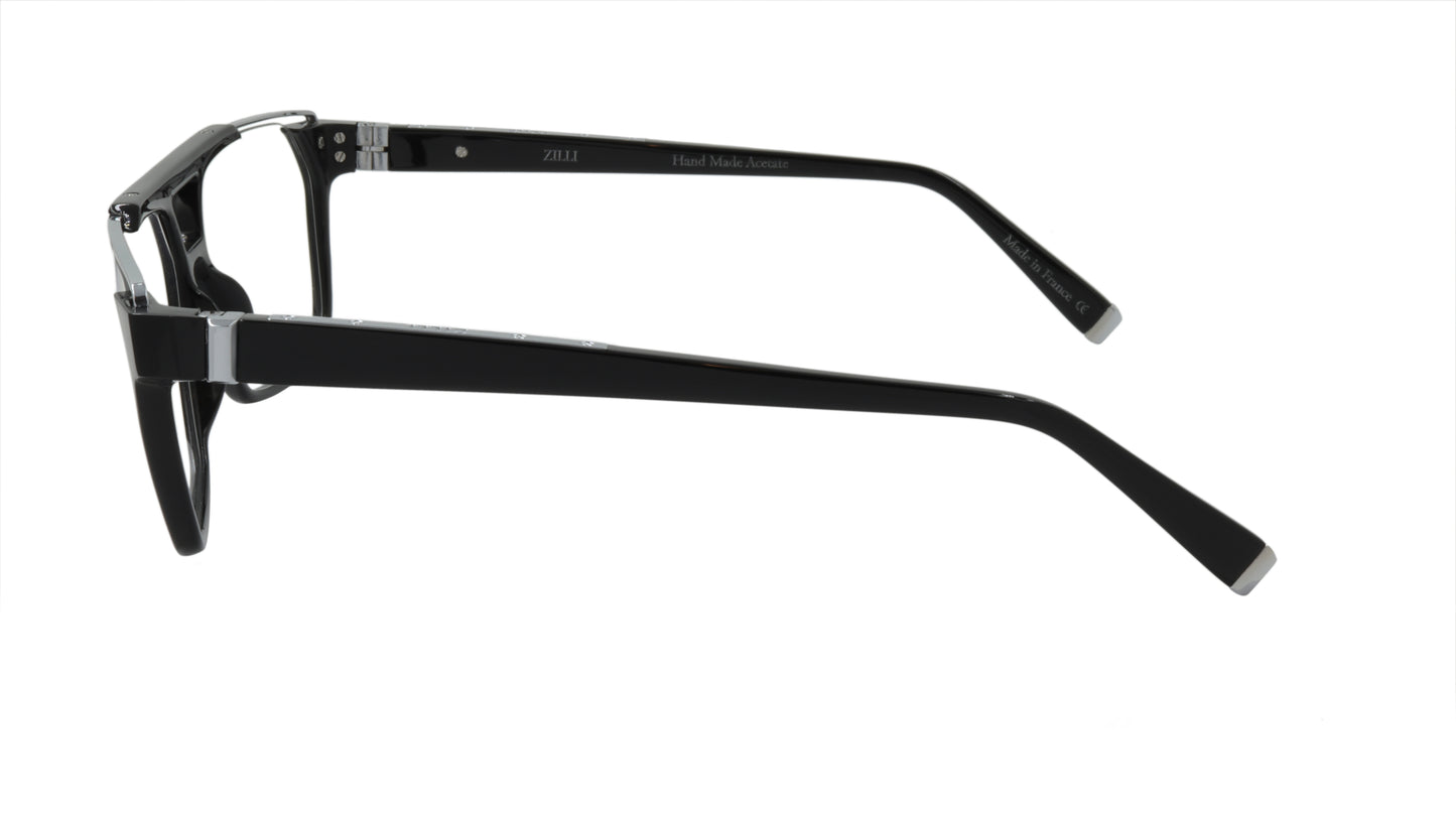ZILLI Eyewear in Black and Silver Titanium and Acetate ZI 60053 C02