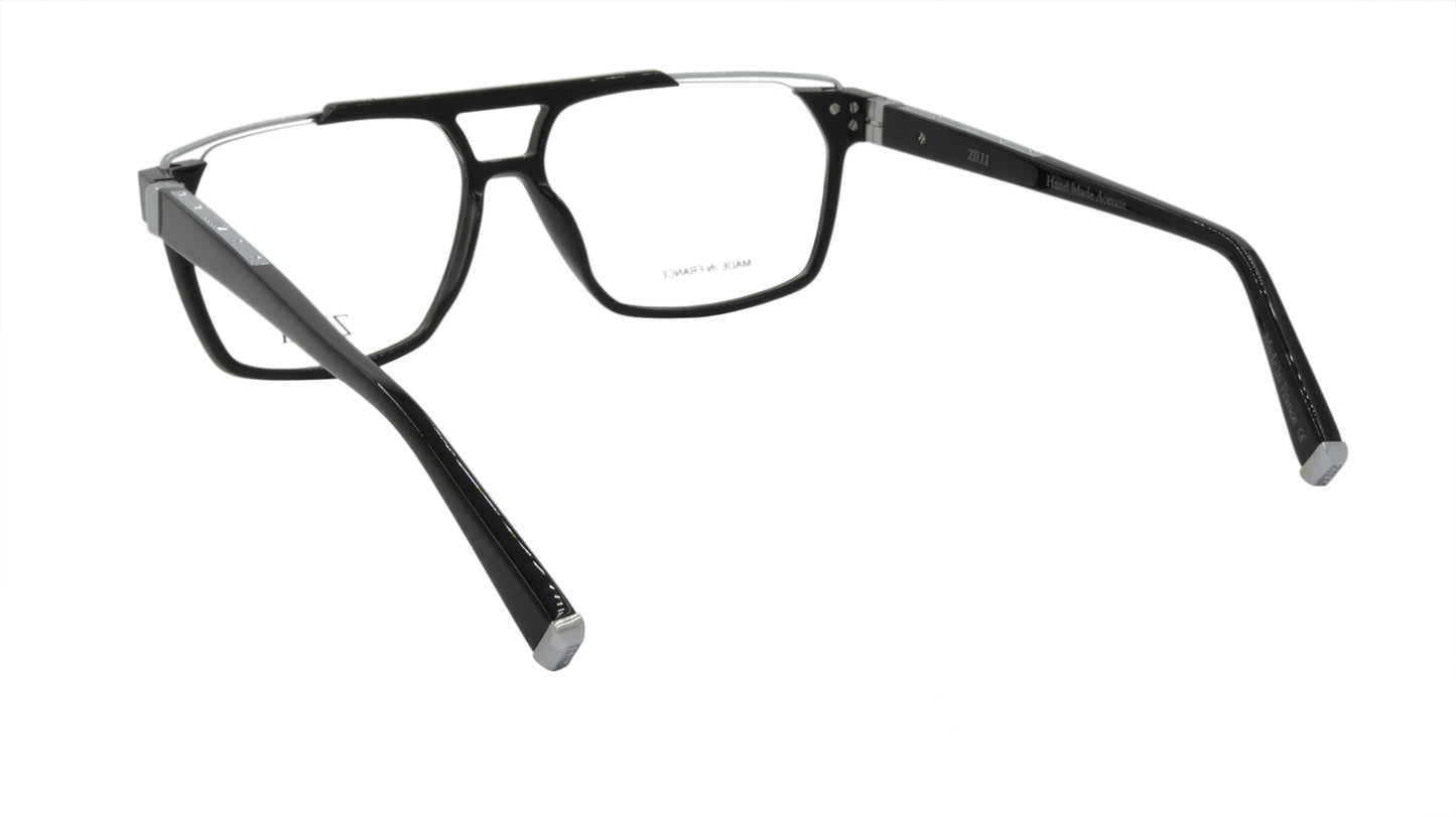 ZILLI Eyewear in Black and Silver Titanium and Acetate ZI 60053 C02